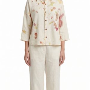 เสื้อเชิ้ตผ้าฝ้ายพิมพ์ลายใบไม้ธรรมชาติ (Eco-Print Botanical Linen Shirt)
